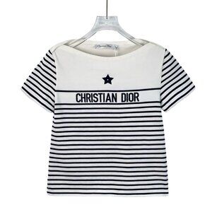 GW0571 Dior color-blocked striped letter embroidered cotton short-sleeved T-shir